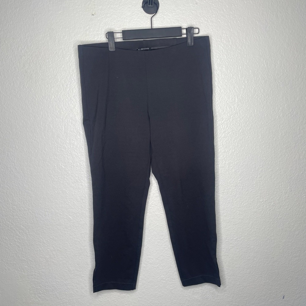 Eileen Fisher Black Stretch Jersey Ankle Pants Slim Leg Pull On Medium F1JH-4